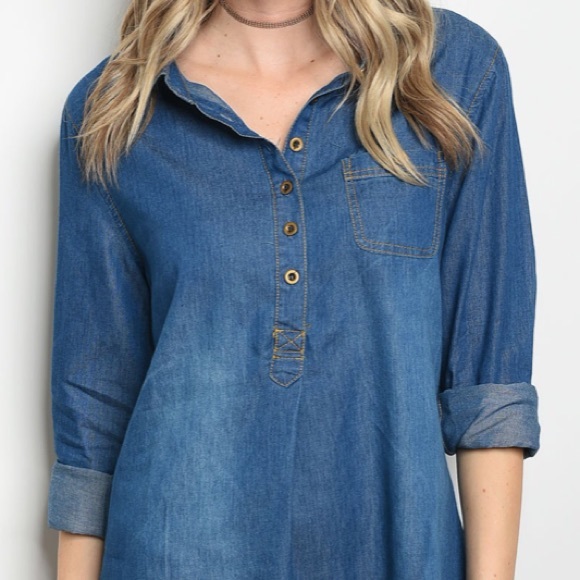 LAST1️⃣//BLUE DENIM SHIRT DRESS - Picture 3 of 5